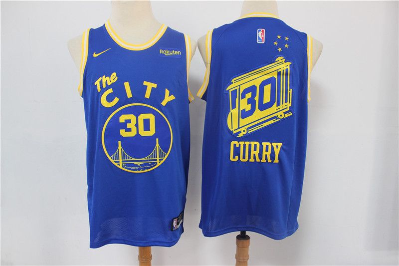 Men Golden State Warriors #30 Curry Blue Throwback Nike Game 2021 NBA Jerseys->golden state warriors->NBA Jersey